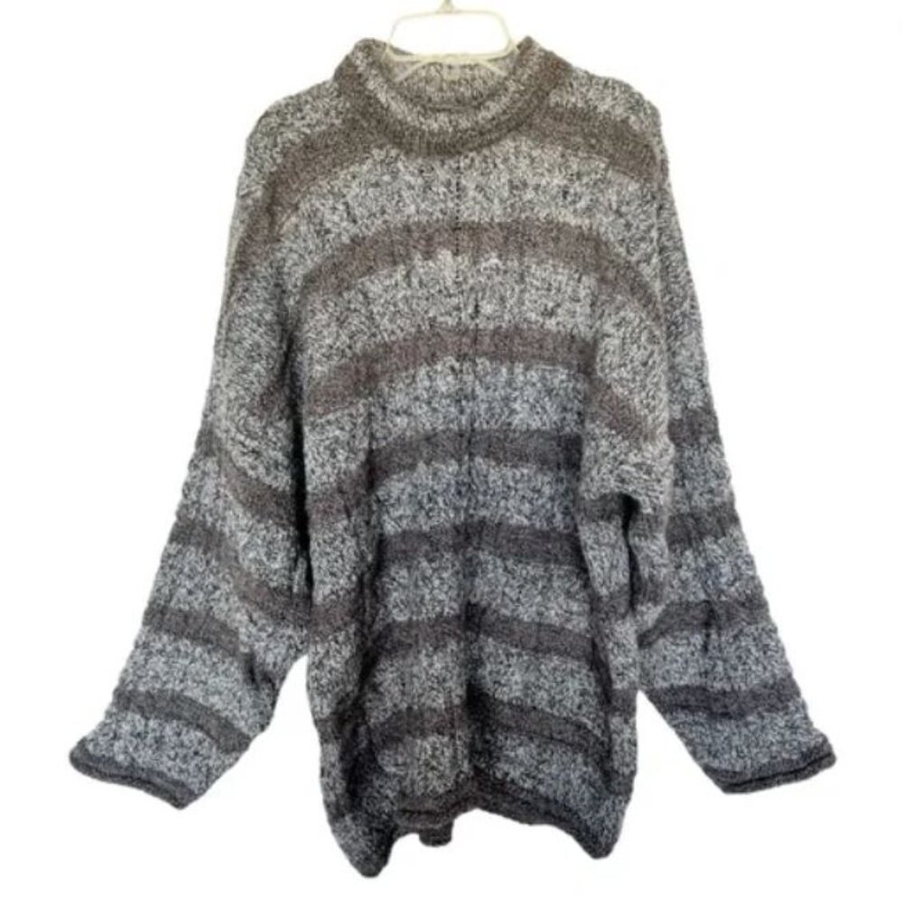 IRELANDS Eye Brown Striped Cable Knit Sweater Size: Large